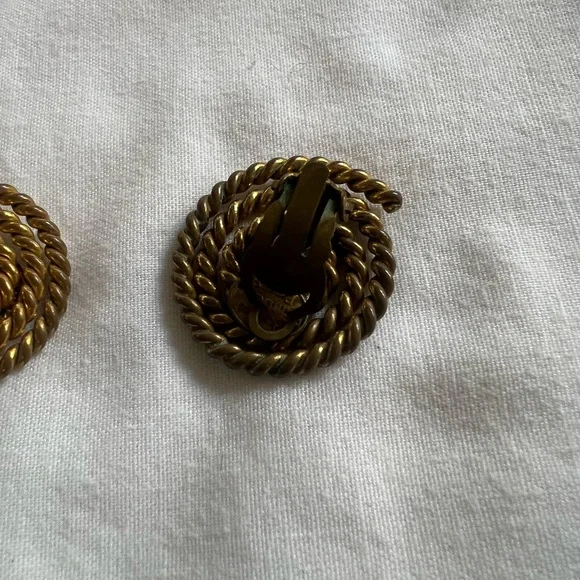 RARE-Vintage Eduard Rambaud Gold Spiral Earrings - Picture 2 of 5